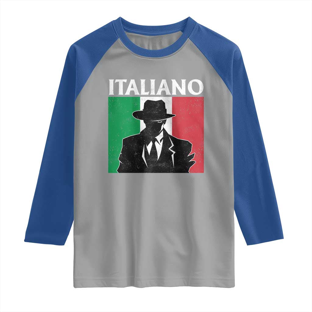 Italiano Italian Mafia Sicilian Gangster Italy Flag Raglan Shirt - Wonder Print Shop