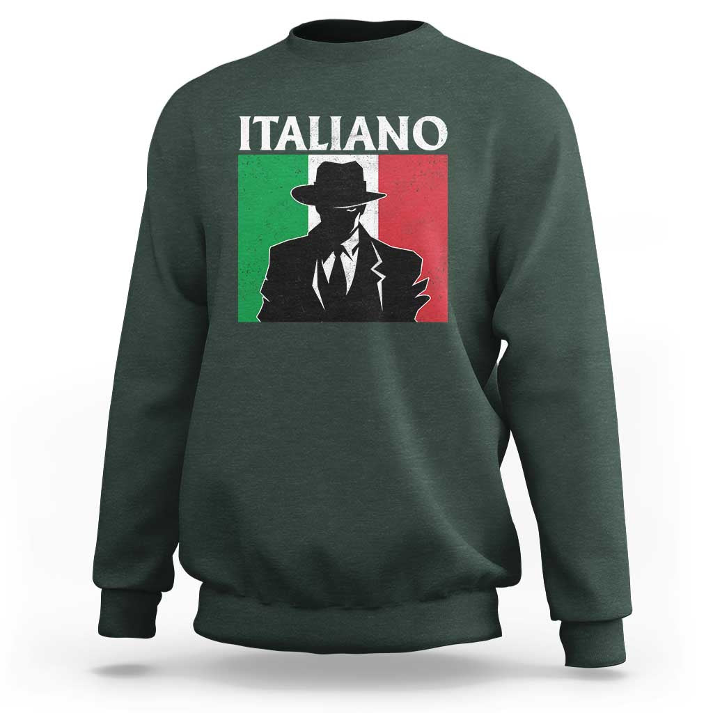 Italiano Italian Mafia Sicilian Gangster Italy Flag Sweatshirt - Wonder Print Shop