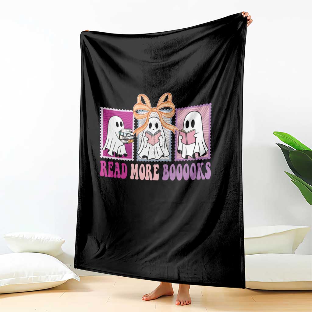Halloween Teacher Throw Blanket Read More Boooooks Cute Ghost Reading Books - Wonder Print Shop