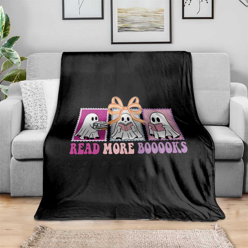 Halloween Teacher Throw Blanket Read More Boooooks Cute Ghost Reading Books - Wonder Print Shop