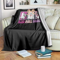 Halloween Teacher Throw Blanket Read More Boooooks Cute Ghost Reading Books - Wonder Print Shop