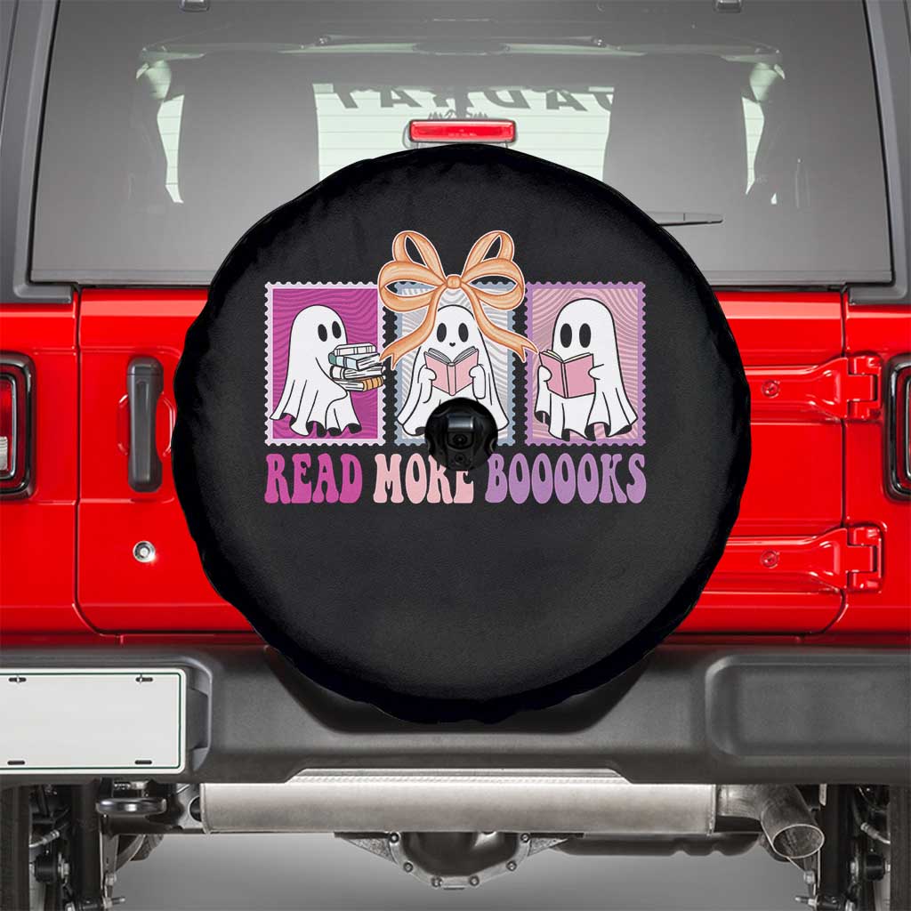 Halloween Teacher Spare Tire Cover Read More Boooooks Cute Ghost Reading Books - Wonder Print Shop
