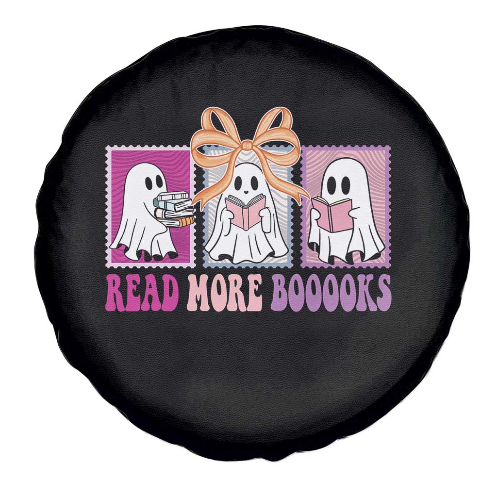 Halloween Teacher Spare Tire Cover Read More Boooooks Cute Ghost Reading Books - Wonder Print Shop