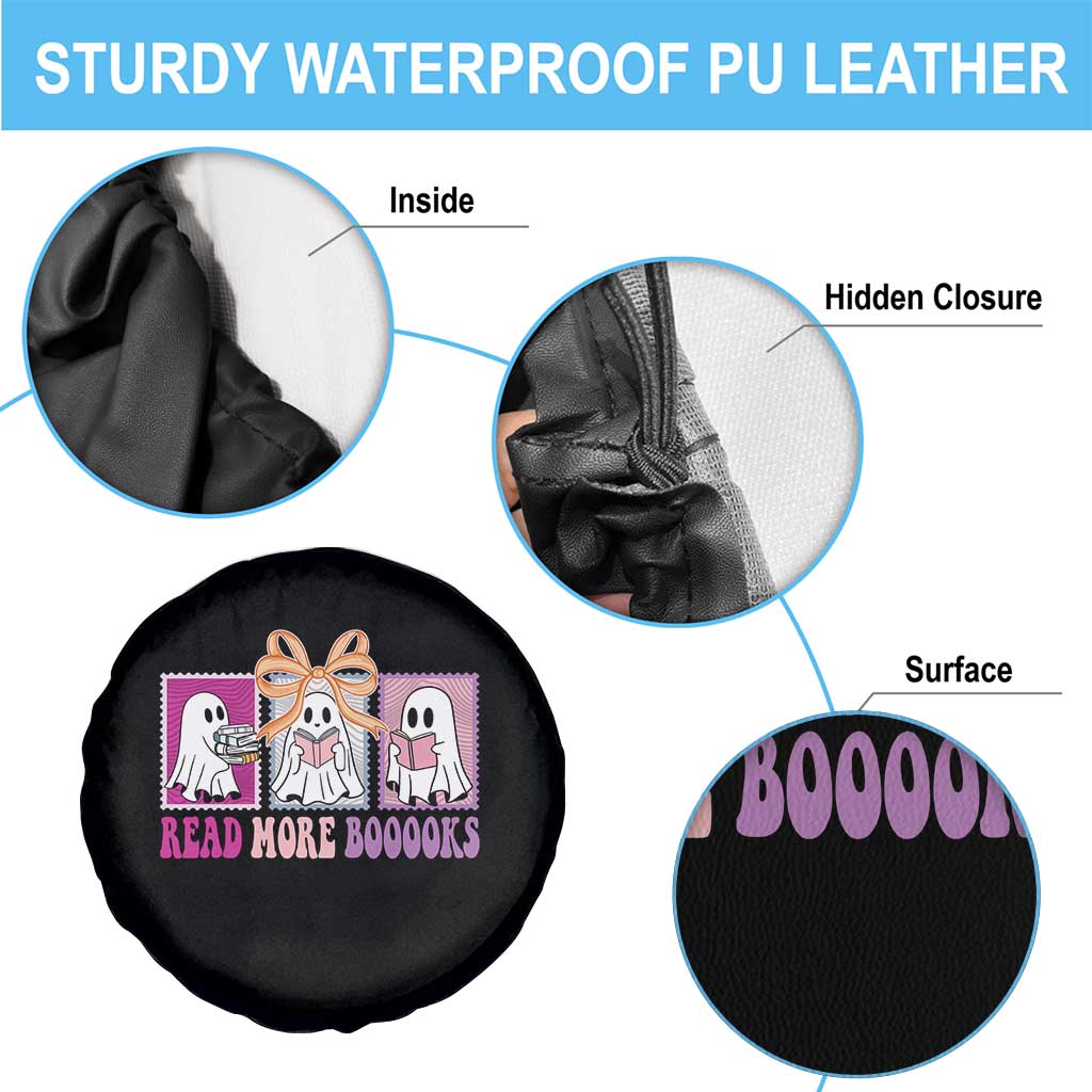 Halloween Teacher Spare Tire Cover Read More Boooooks Cute Ghost Reading Books - Wonder Print Shop