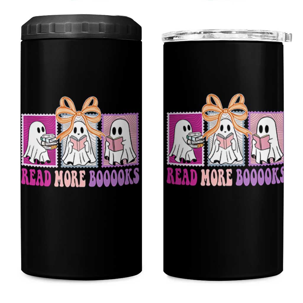 Halloween Teacher 4 in 1 Can Cooler Tumbler Read More Boooooks Cute Ghost Reading Books - Wonder Print Shop