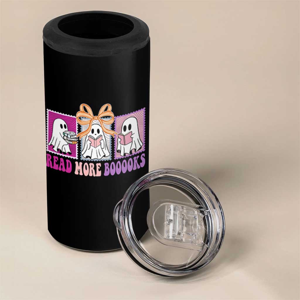 Halloween Teacher 4 in 1 Can Cooler Tumbler Read More Boooooks Cute Ghost Reading Books - Wonder Print Shop