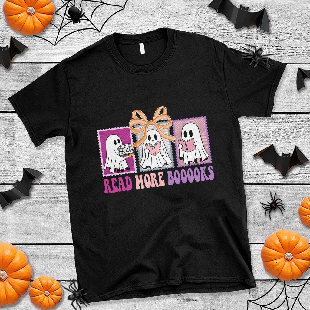 Halloween Teacher T Shirt Read More Boooooks Cute Ghost Reading Books - Wonder Print Shop