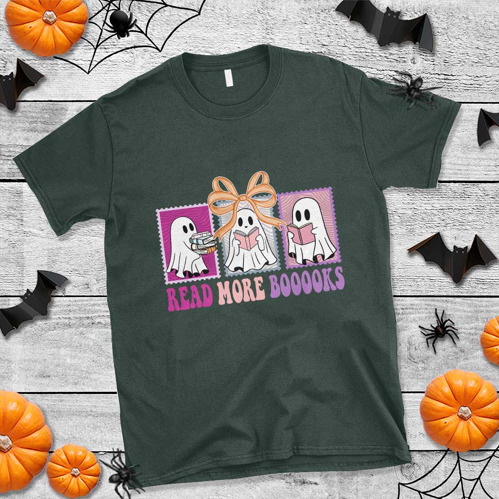 Halloween Teacher T Shirt Read More Boooooks Cute Ghost Reading Books - Wonder Print Shop