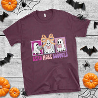 Halloween Teacher T Shirt Read More Boooooks Cute Ghost Reading Books - Wonder Print Shop
