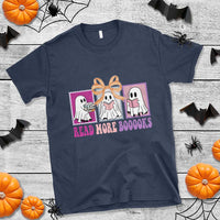 Halloween Teacher T Shirt Read More Boooooks Cute Ghost Reading Books - Wonder Print Shop