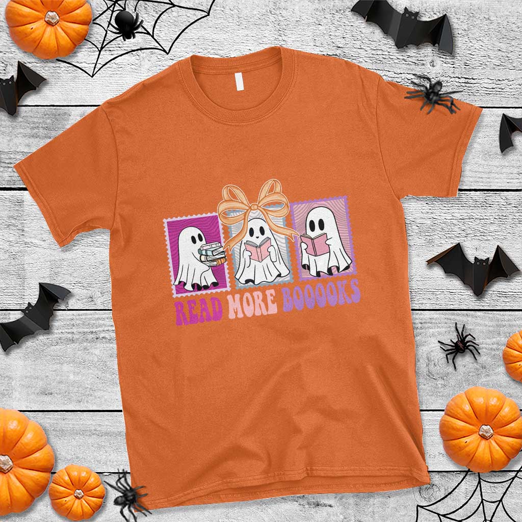 Halloween Teacher T Shirt Read More Boooooks Cute Ghost Reading Books - Wonder Print Shop