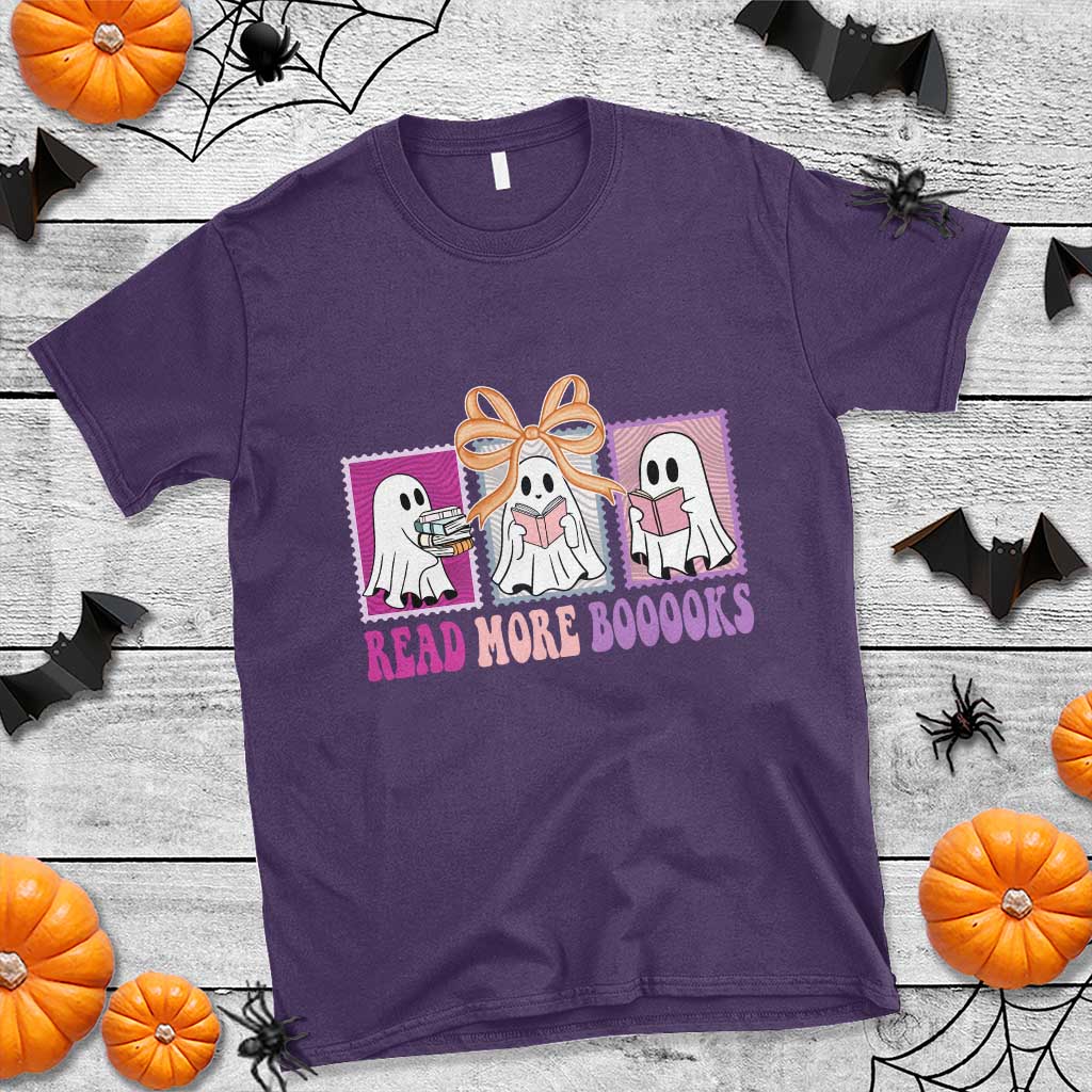 Halloween Teacher T Shirt Read More Boooooks Cute Ghost Reading Books - Wonder Print Shop