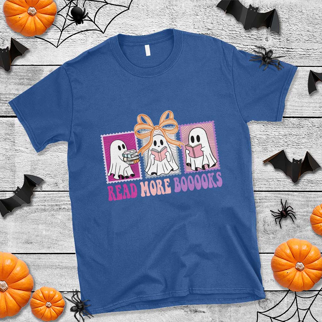 Halloween Teacher T Shirt Read More Boooooks Cute Ghost Reading Books - Wonder Print Shop