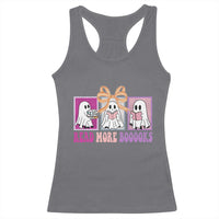 Halloween Teacher Racerback Tank Top Read More Boooooks Cute Ghost Reading Books - Wonder Print Shop