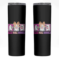 Halloween Teacher Skinny Tumbler Read More Boooooks Cute Ghost Reading Books - Wonder Print Shop
