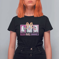 Halloween Teacher T Shirt For Women Read More Boooooks Cute Ghost Reading Books - Wonder Print Shop