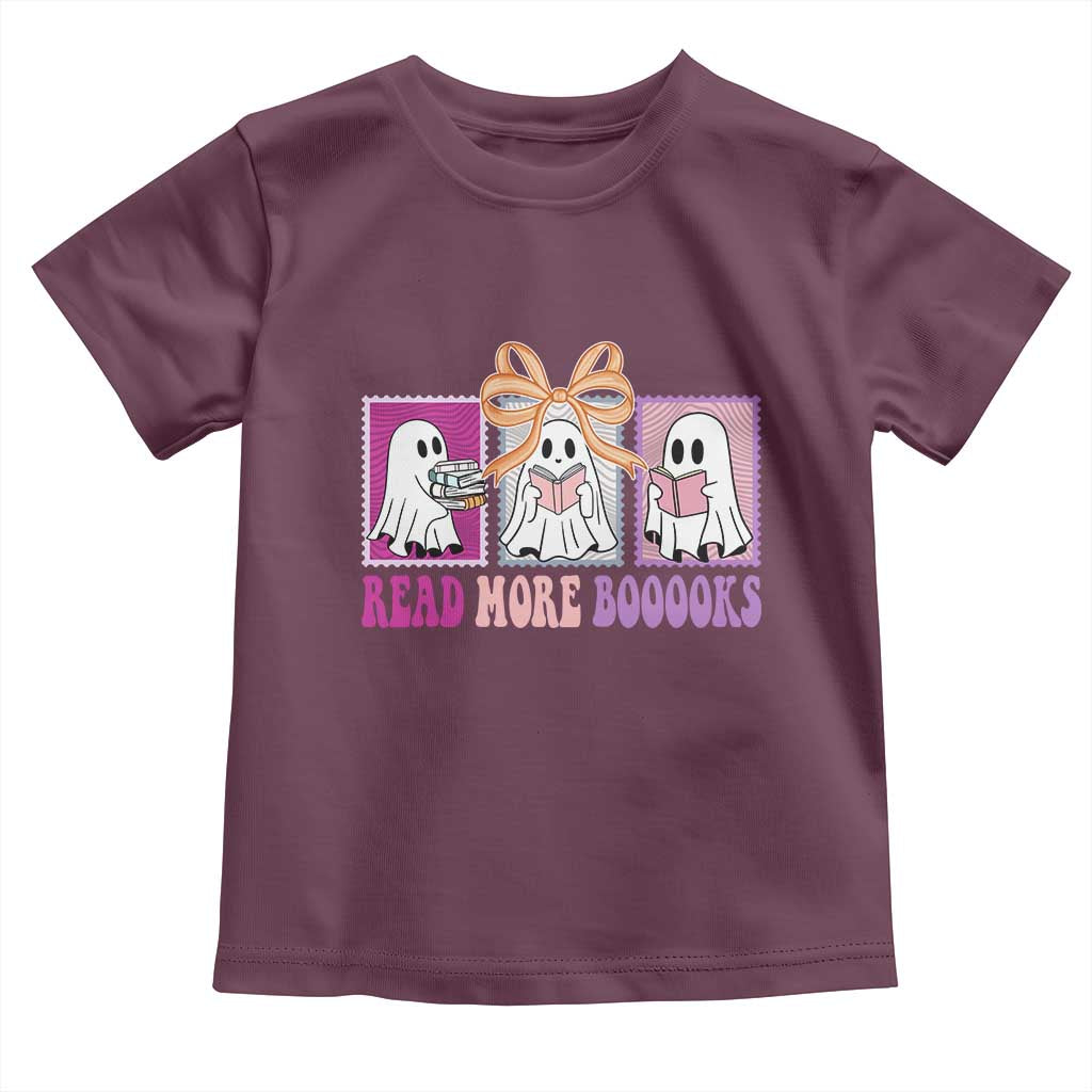 Halloween Teacher Toddler T Shirt Read More Boooooks Cute Ghost Reading Books - Wonder Print Shop