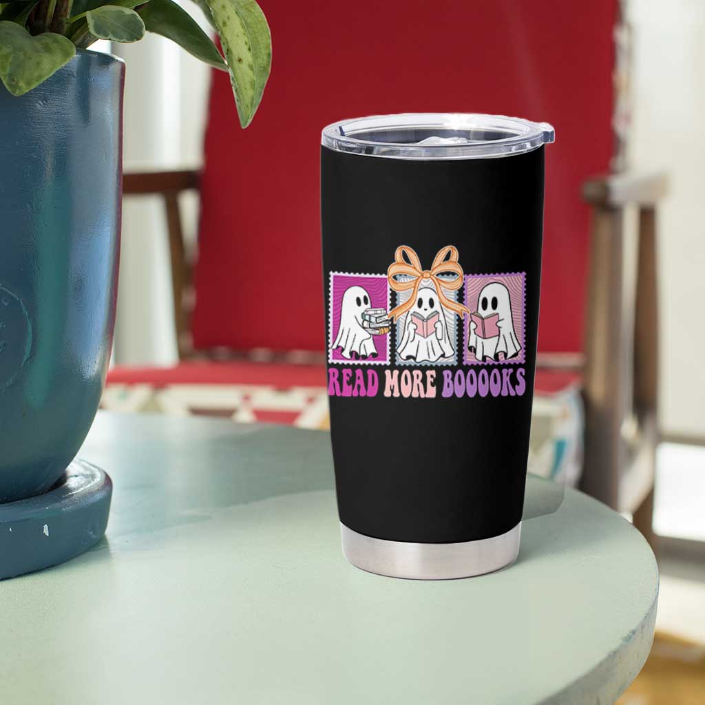 Halloween Teacher Tumbler Cup Read More Boooooks Cute Ghost Reading Books - Wonder Print Shop