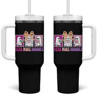 Halloween Teacher Tumbler With Handle Read More Boooooks Cute Ghost Reading Books - Wonder Print Shop