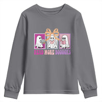 Halloween Teacher Youth Sweatshirt Read More Boooooks Cute Ghost Reading Books - Wonder Print Shop
