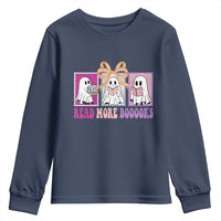Halloween Teacher Youth Sweatshirt Read More Boooooks Cute Ghost Reading Books - Wonder Print Shop