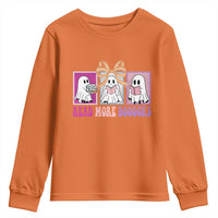 Halloween Teacher Youth Sweatshirt Read More Boooooks Cute Ghost Reading Books - Wonder Print Shop