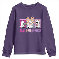 Halloween Teacher Youth Sweatshirt Read More Boooooks Cute Ghost Reading Books - Wonder Print Shop