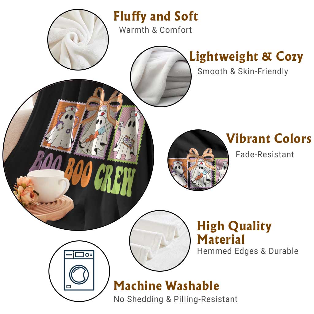 Halloween Nurse Throw Blanket Boo Boo Crew Cute Spooky Ghost - Wonder Print Shop