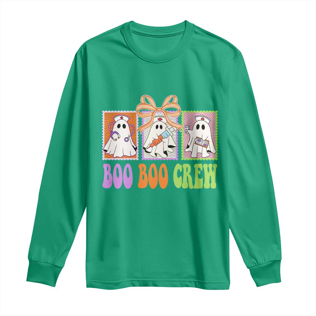 Halloween Nurse Long Sleeve Shirt Boo Boo Crew Cute Spooky Ghost - Wonder Print Shop