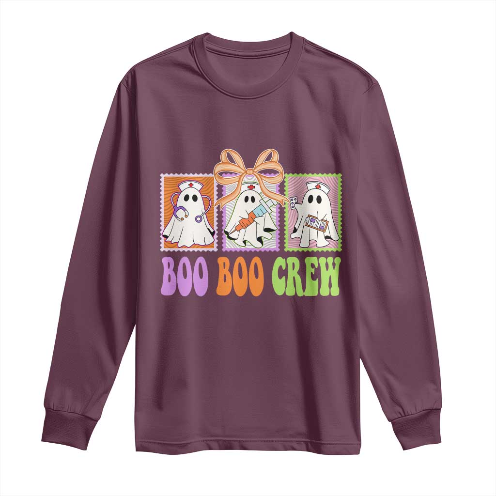 Halloween Nurse Long Sleeve Shirt Boo Boo Crew Cute Spooky Ghost - Wonder Print Shop