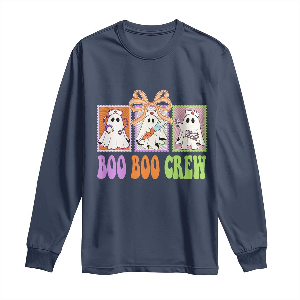 Halloween Nurse Long Sleeve Shirt Boo Boo Crew Cute Spooky Ghost - Wonder Print Shop