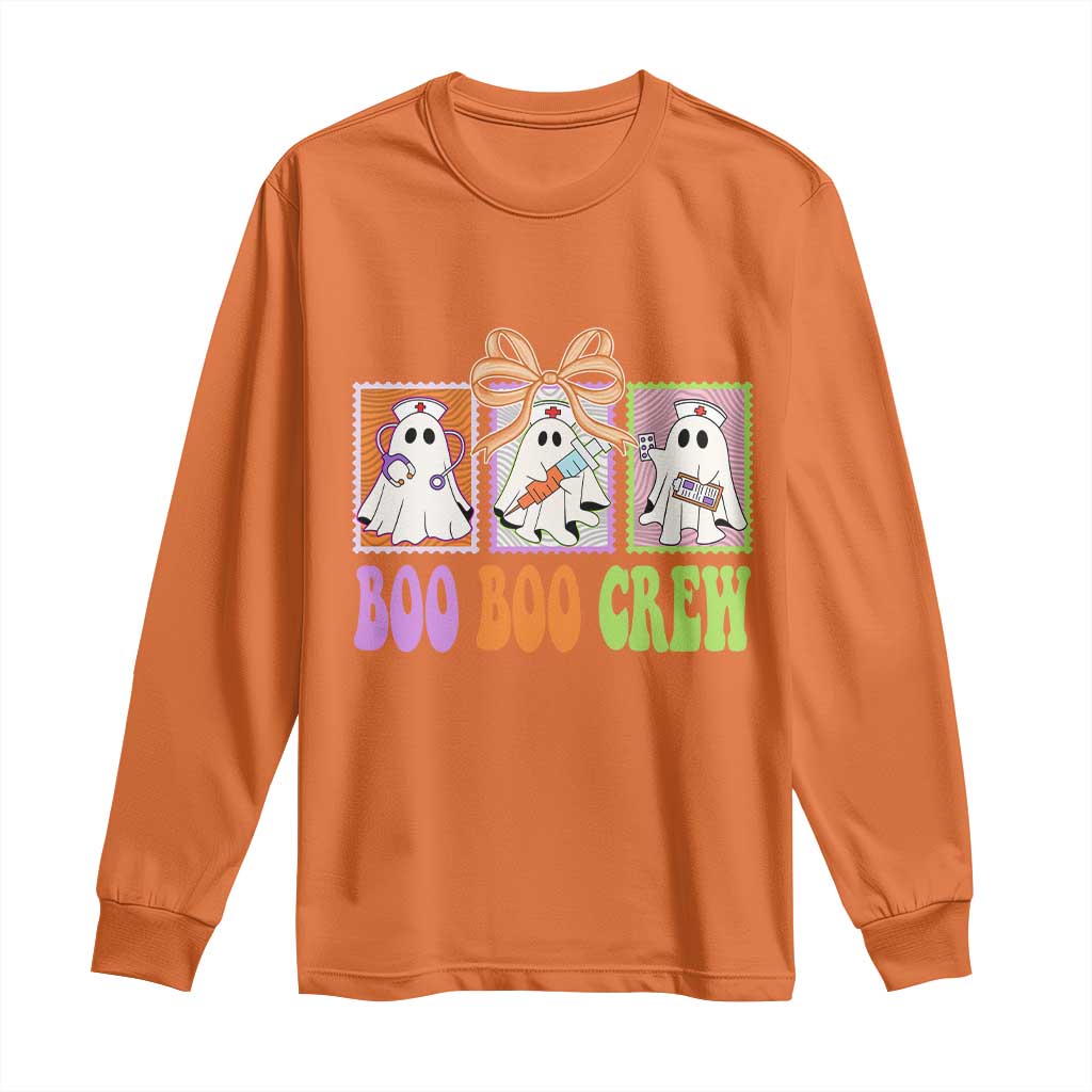 Halloween Nurse Long Sleeve Shirt Boo Boo Crew Cute Spooky Ghost - Wonder Print Shop