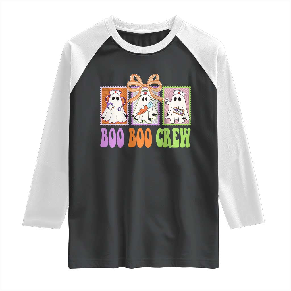 Halloween Nurse Raglan Shirt Boo Boo Crew Cute Spooky Ghost - Wonder Print Shop