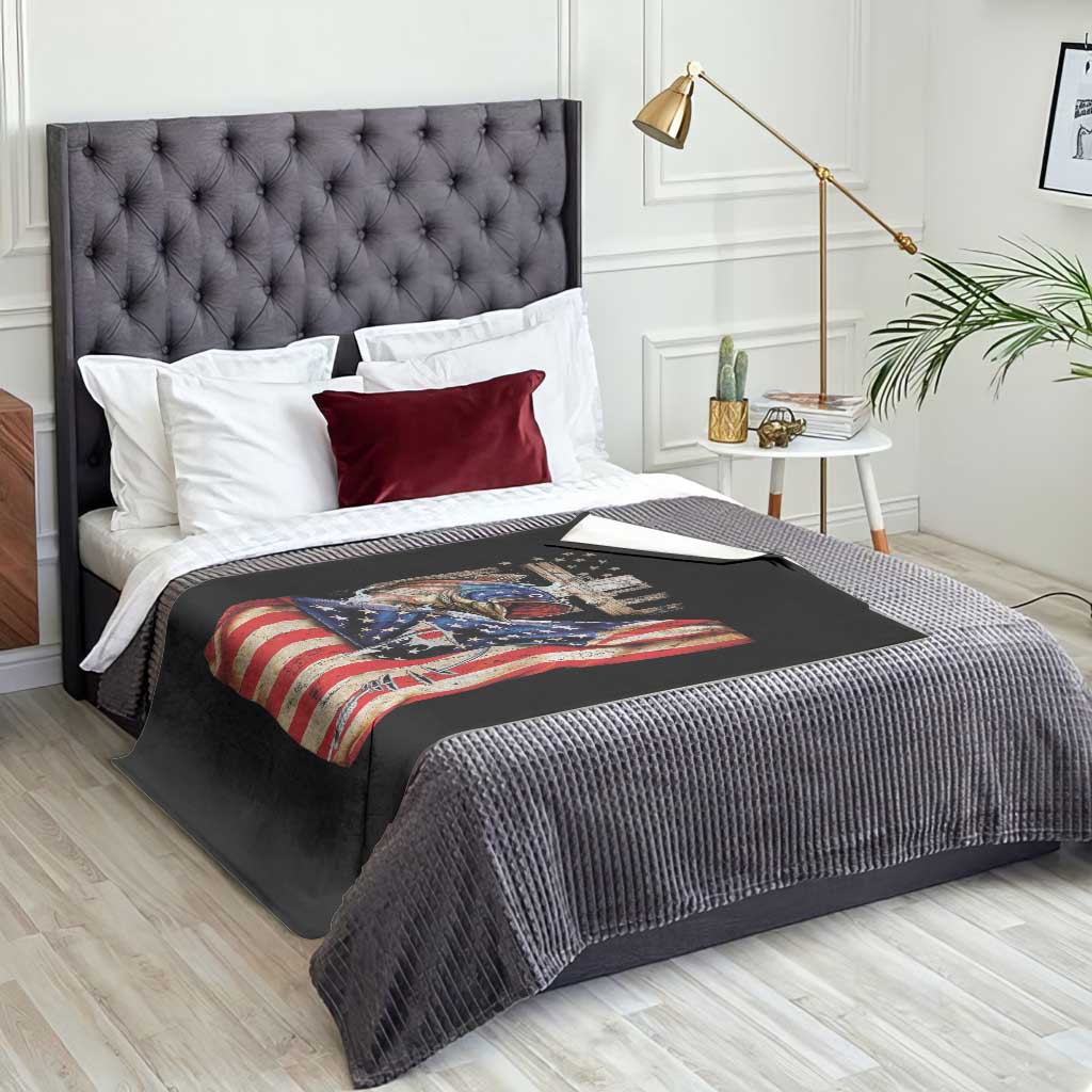 Fisherman Christian Fishing Vintage American Flag Throw Blanket - Wonder Print Shop