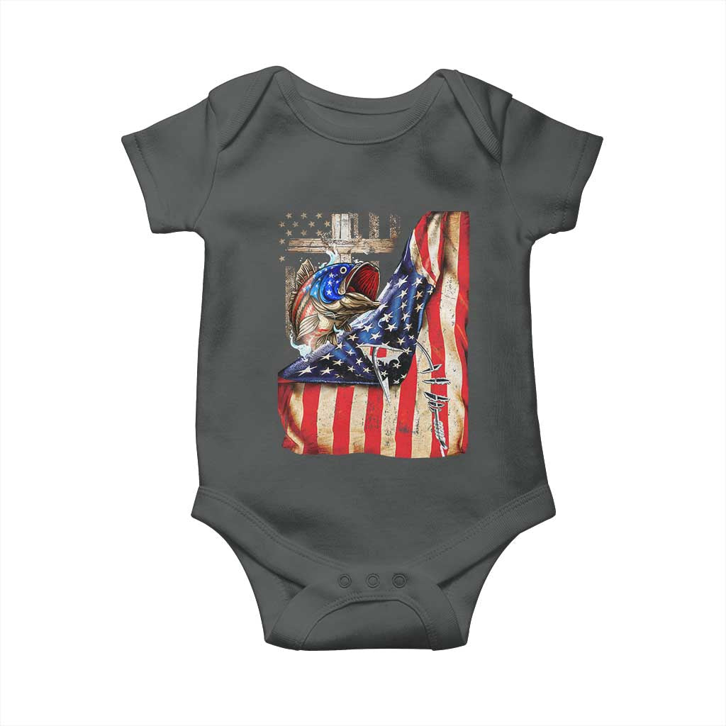 Fisherman Christian Fishing Vintage American Flag Baby Onesie - Wonder Print Shop