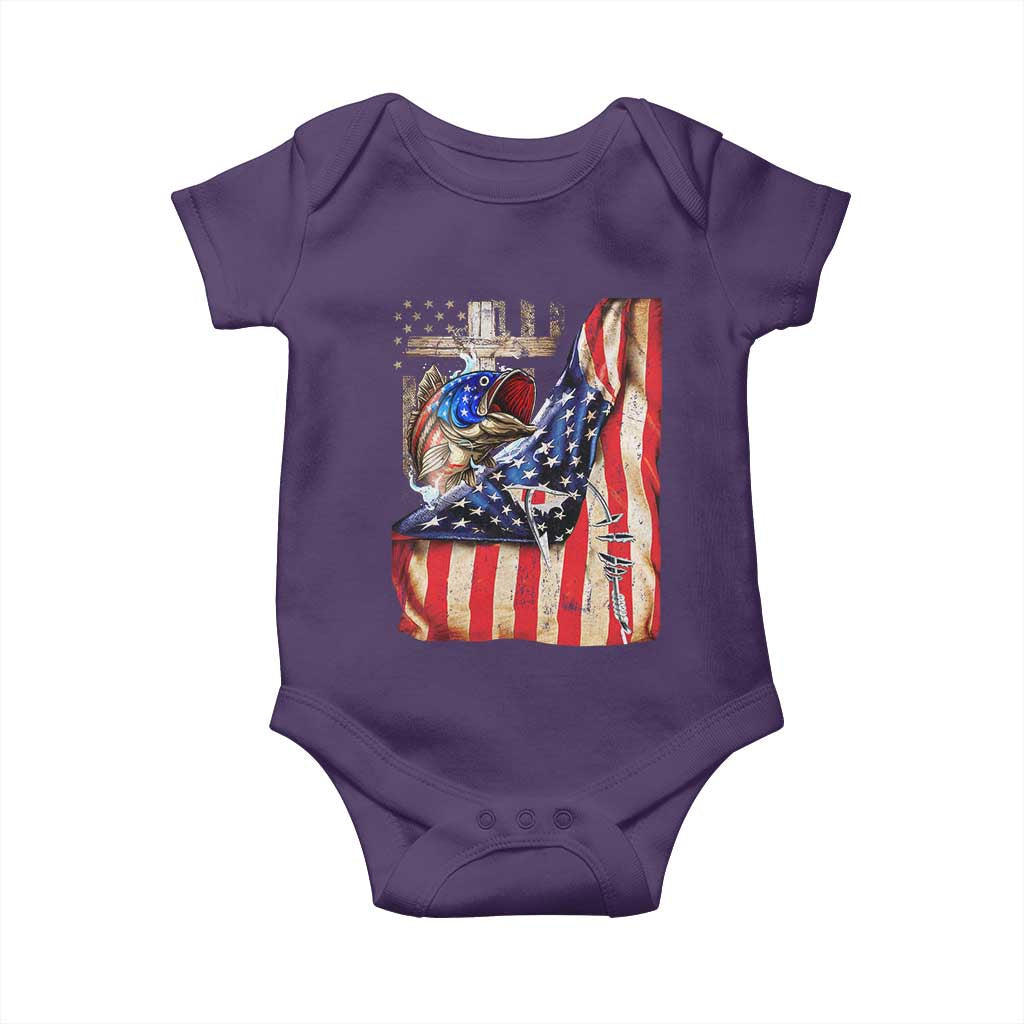 Fisherman Christian Fishing Vintage American Flag Baby Onesie - Wonder Print Shop