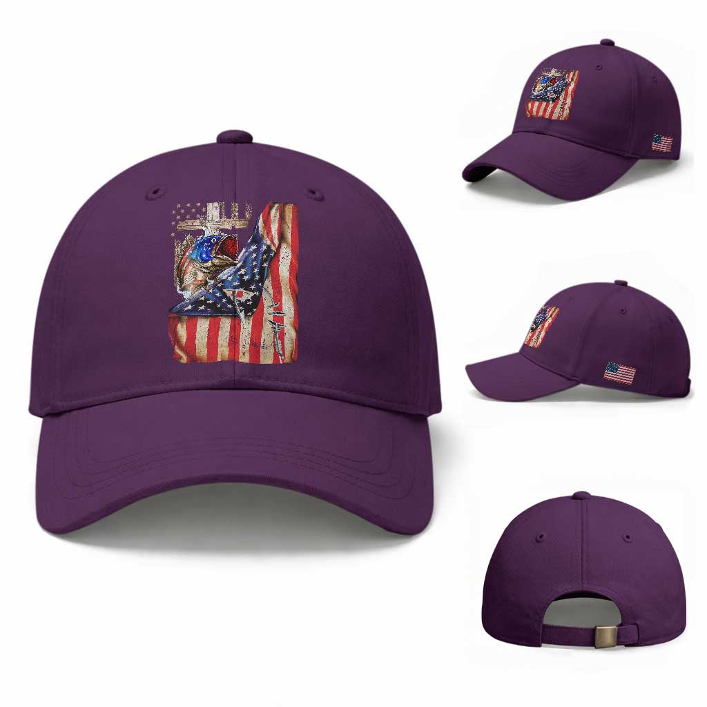 Fisherman Christian Fishing Vintage American Flag Baseball Cap