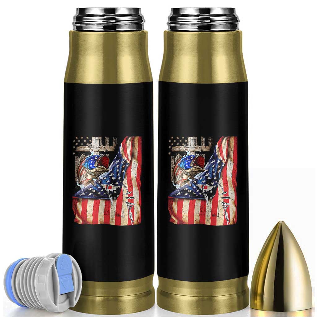 Fisherman Christian Fishing Vintage American Flag Bullet Tumbler - Wonder Print Shop