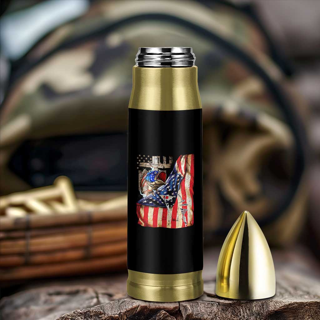 Fisherman Christian Fishing Vintage American Flag Bullet Tumbler - Wonder Print Shop