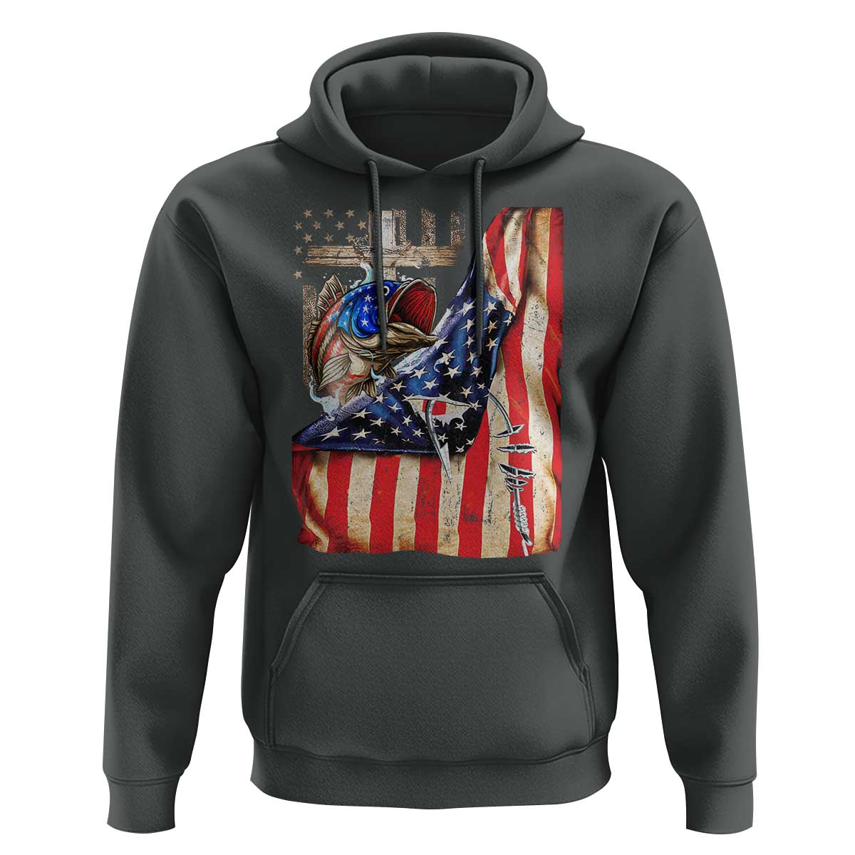 Fisherman Christian Fishing Vintage American Flag Hoodie - Wonder Print Shop