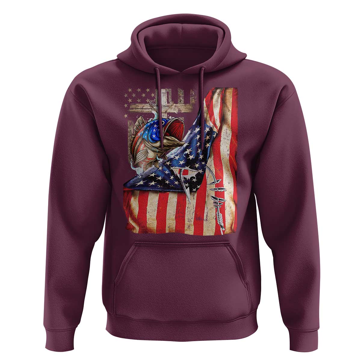 Fisherman Christian Fishing Vintage American Flag Hoodie - Wonder Print Shop