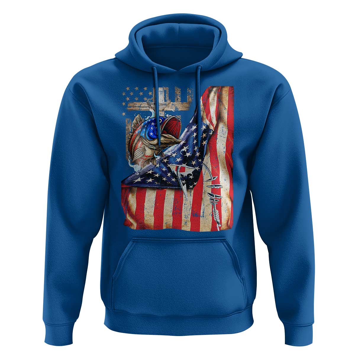 Fisherman Christian Fishing Vintage American Flag Hoodie - Wonder Print Shop