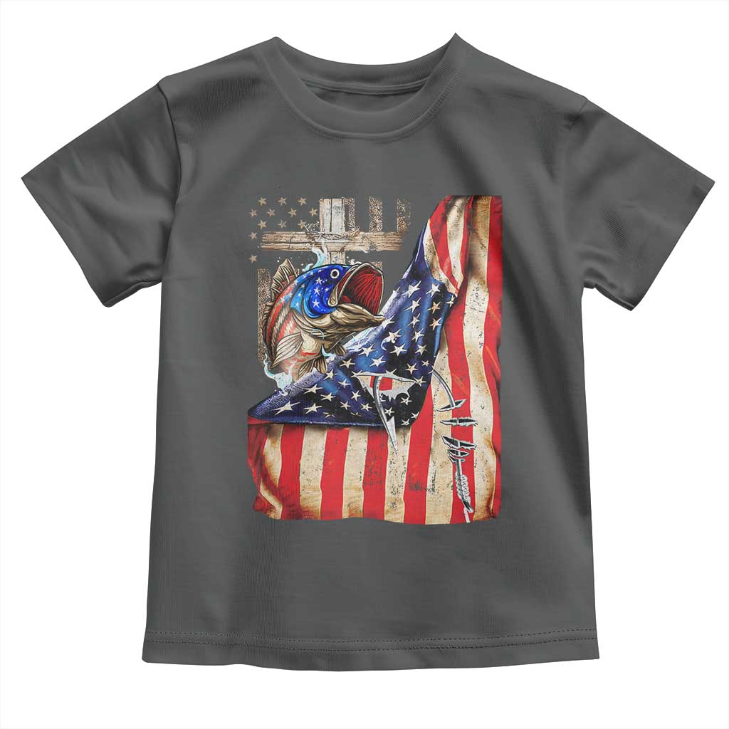 Fisherman Christian Fishing Vintage American Flag Toddler T Shirt - Wonder Print Shop