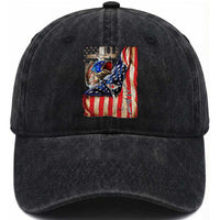 Fisherman Christian Fishing Vintage American Flag Washed Cotton Baseball Cap
