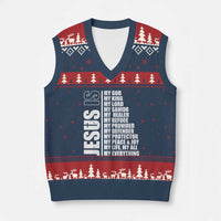 Jesus Is My Everything My God My Lord And Savior Christian V-Neck Knit Sweater Vest - Wonder Print Shop