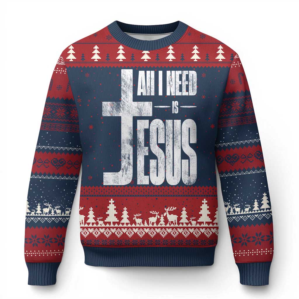 All I Need Is Jesus Ugly Christmas Sweater Christian Believer Faith God Religious - Wonder Print Shop