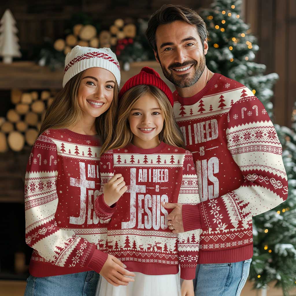 All I Need Is Jesus Ugly Christmas Sweater Christian Believer Faith God Religious - Wonder Print Shop