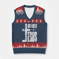 All I Need Is Jesus V-Neck Knit Sweater Vest Christian Believer Faith God Religious - Wonder Print Shop