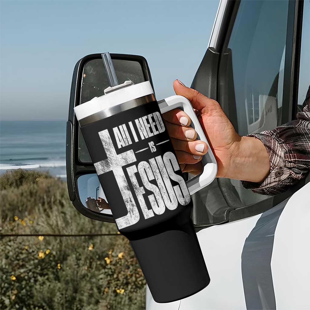 All I Need Is Jesus Tumbler With Handle Christian Believer Faith God Religious - Wonder Print Shop