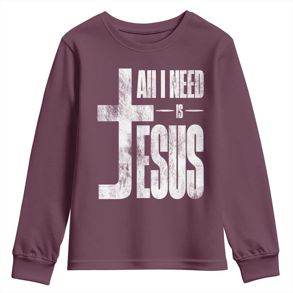 All I Need Is Jesus Youth Sweatshirt Christian Believer Faith God Religious - Wonder Print Shop